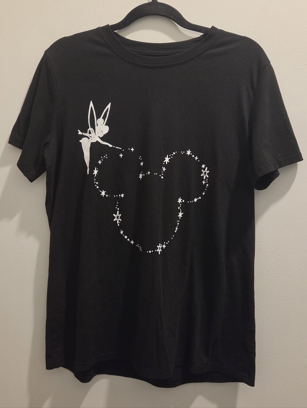 Disney Tinker Bell Graphic T Shirt Black Mickey Mouse Stars Fairy Y2K
